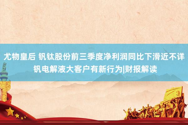 尤物皇后 钒钛股份前三季度净利润同比下滑近不详 钒电解液大客户有新行为|财报解读