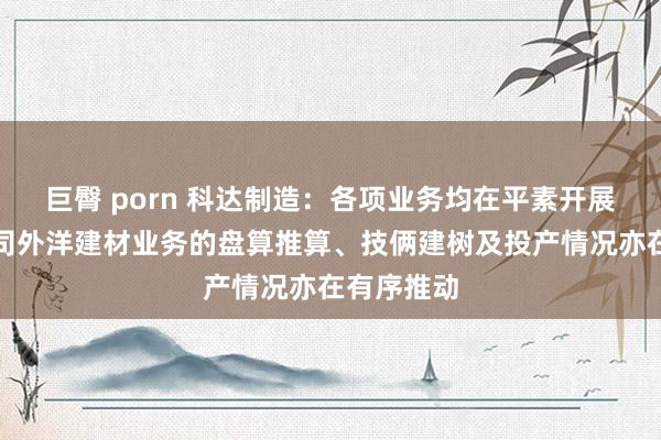 巨臀 porn 科达制造：各项业务均在平素开展，其中公司外洋建材业务的盘算推算、技俩建树及投产情况亦在有序推动