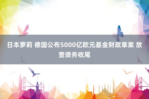 日本萝莉 德国公布5000亿欧元基金财政草案 放宽债务收尾
